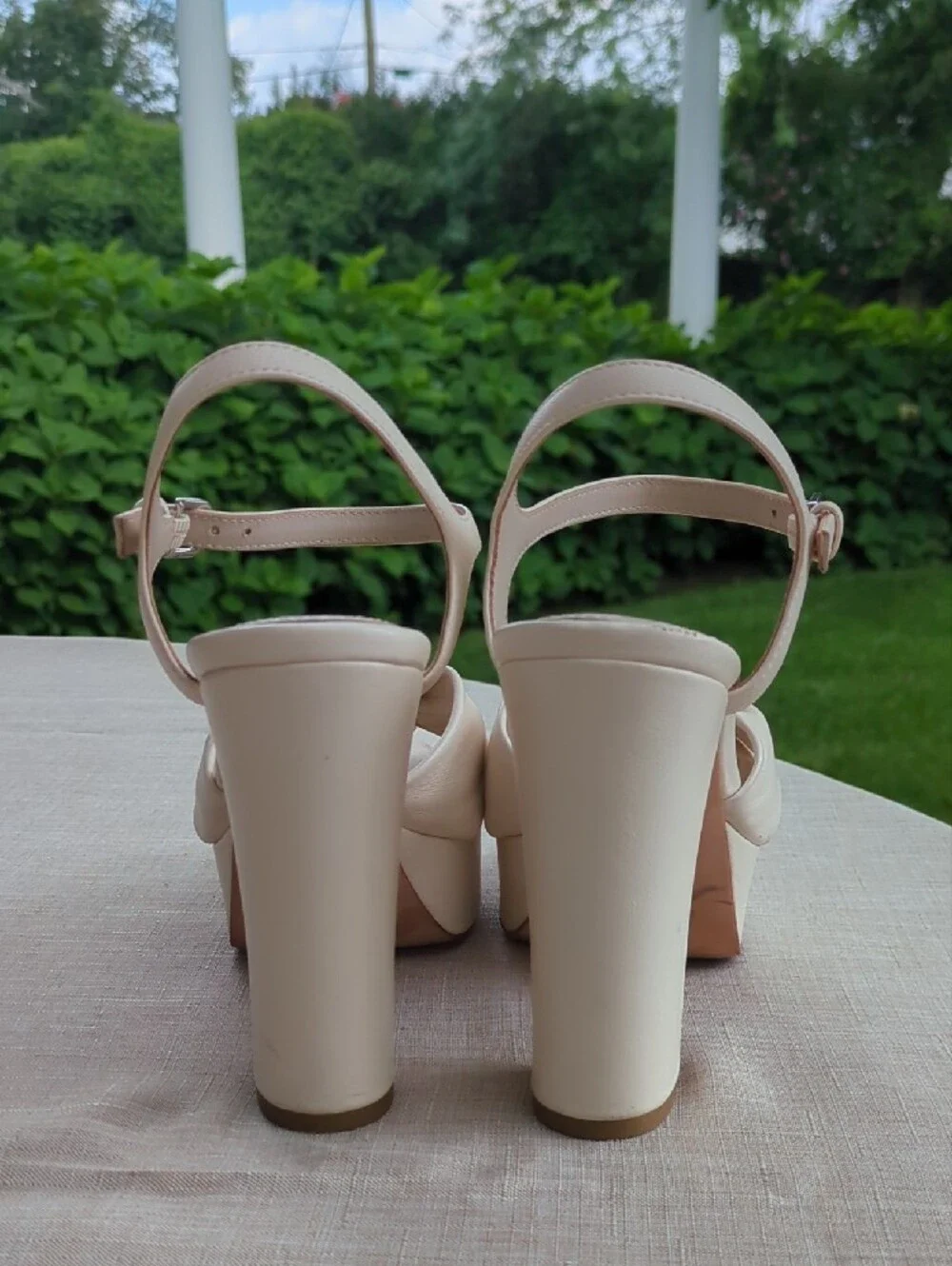 Paige Cream Knot Front Platform Heels